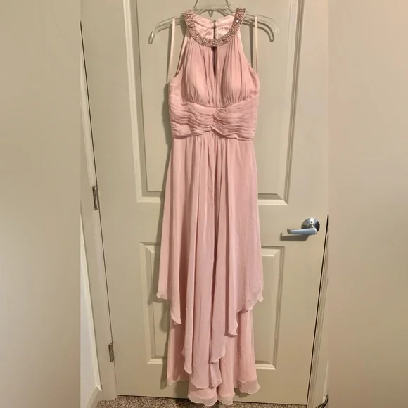 light pink semi formal dress Eliza J Evening EJ8M7375 - Long A-Line Dress